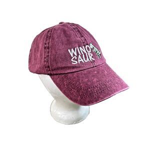 David & Young Distressed Winosaur Adjustable Hat Embroidered Wine Drinking Dino